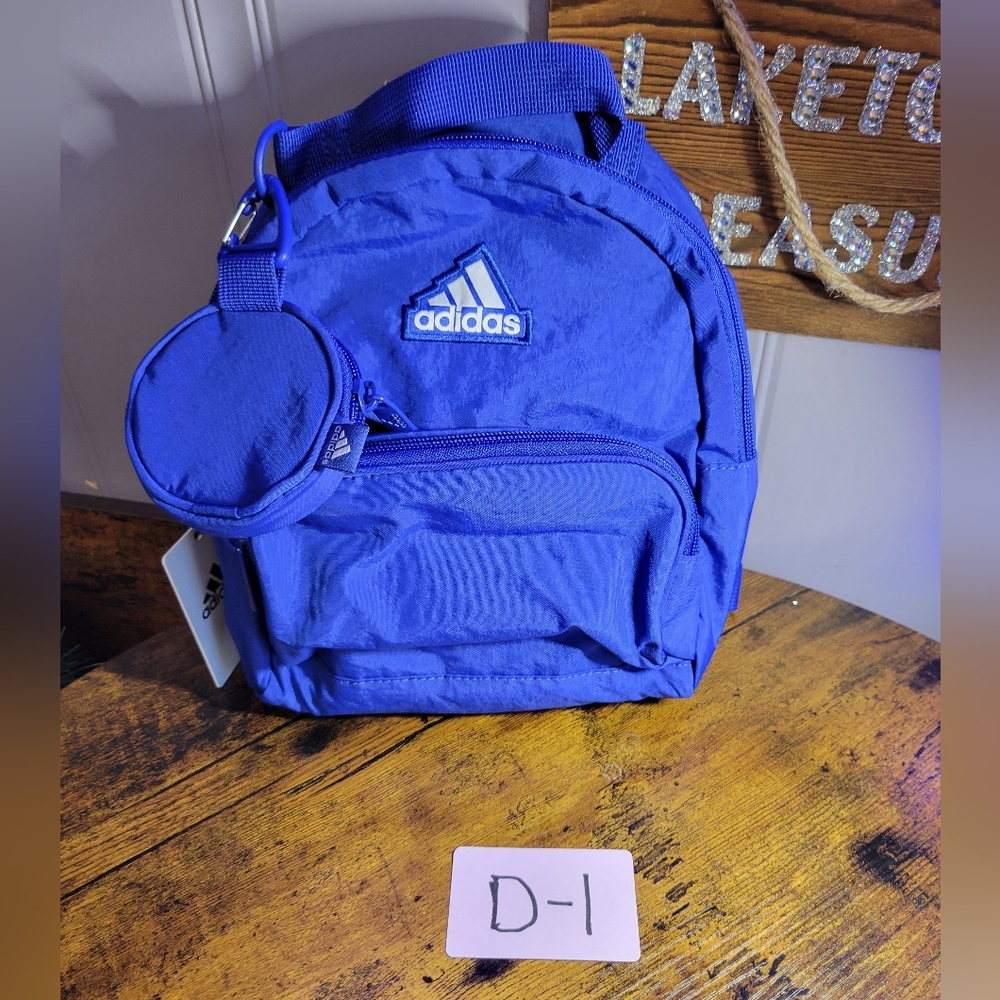 Adidas Must have Royal Blue mini Backpack w/keychain - Picture 11 of 12